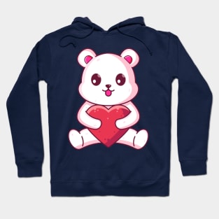 Cute polar bear sitting hugging love Hoodie